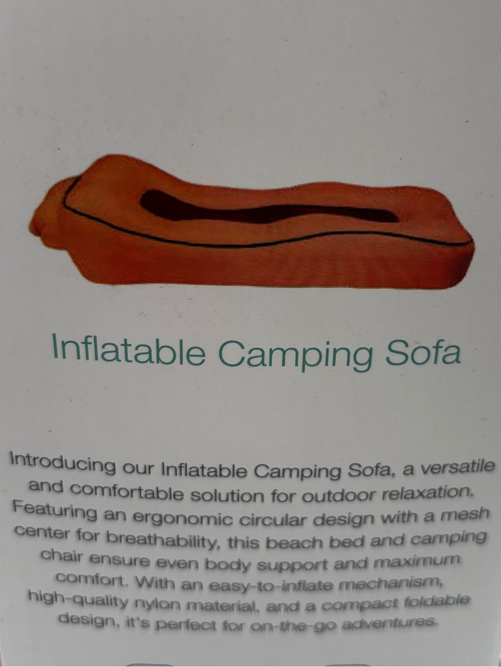 NEW Luxe Inflatable Camping Sofa - Orange